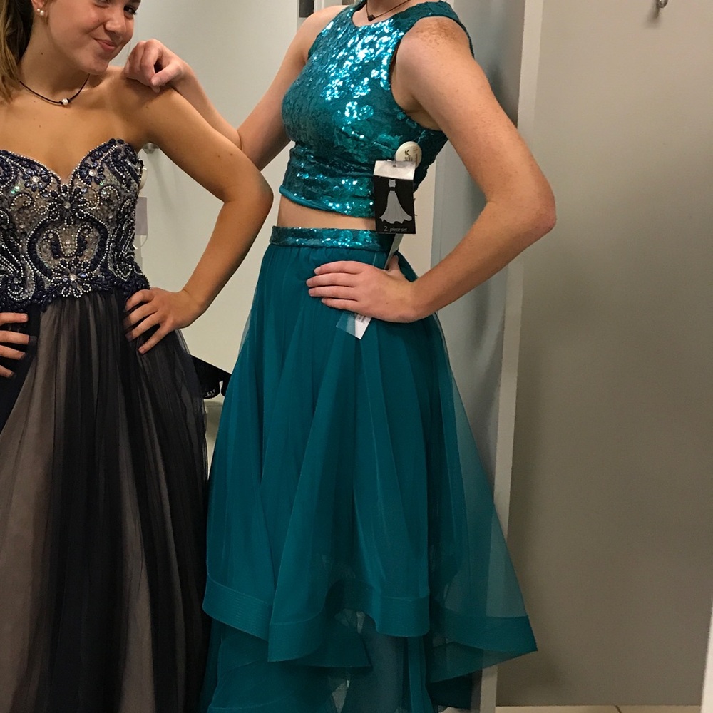 Teal prom dress